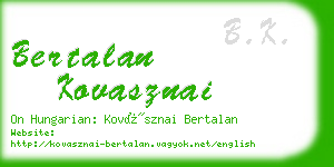 bertalan kovasznai business card